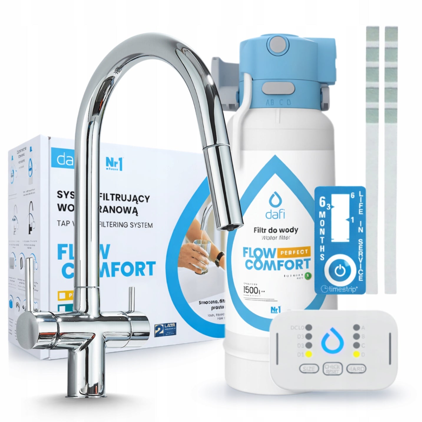 DAFI FLOW COMFORT D-1 WATER FILTER AND THREE-WAY CHROME PZH KITCHEN FAUCET