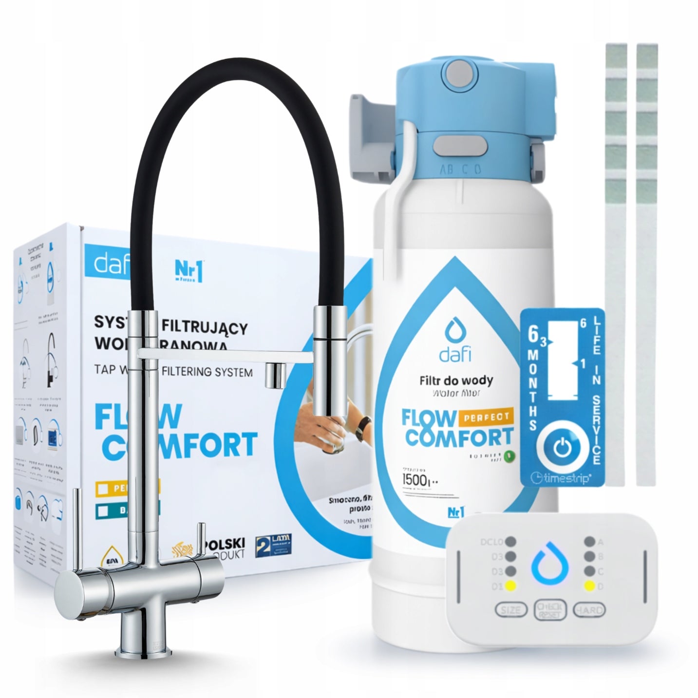 DAFI FLOW COMFORT D-1 WATER FILTER AND THREE-WAY KITCHEN FAUCET SILVER