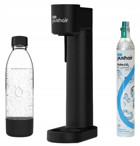 DAFI PUSHAIR water saturator siphon black + CO2 cartridge + bottle 0,7 soda Packaging status original