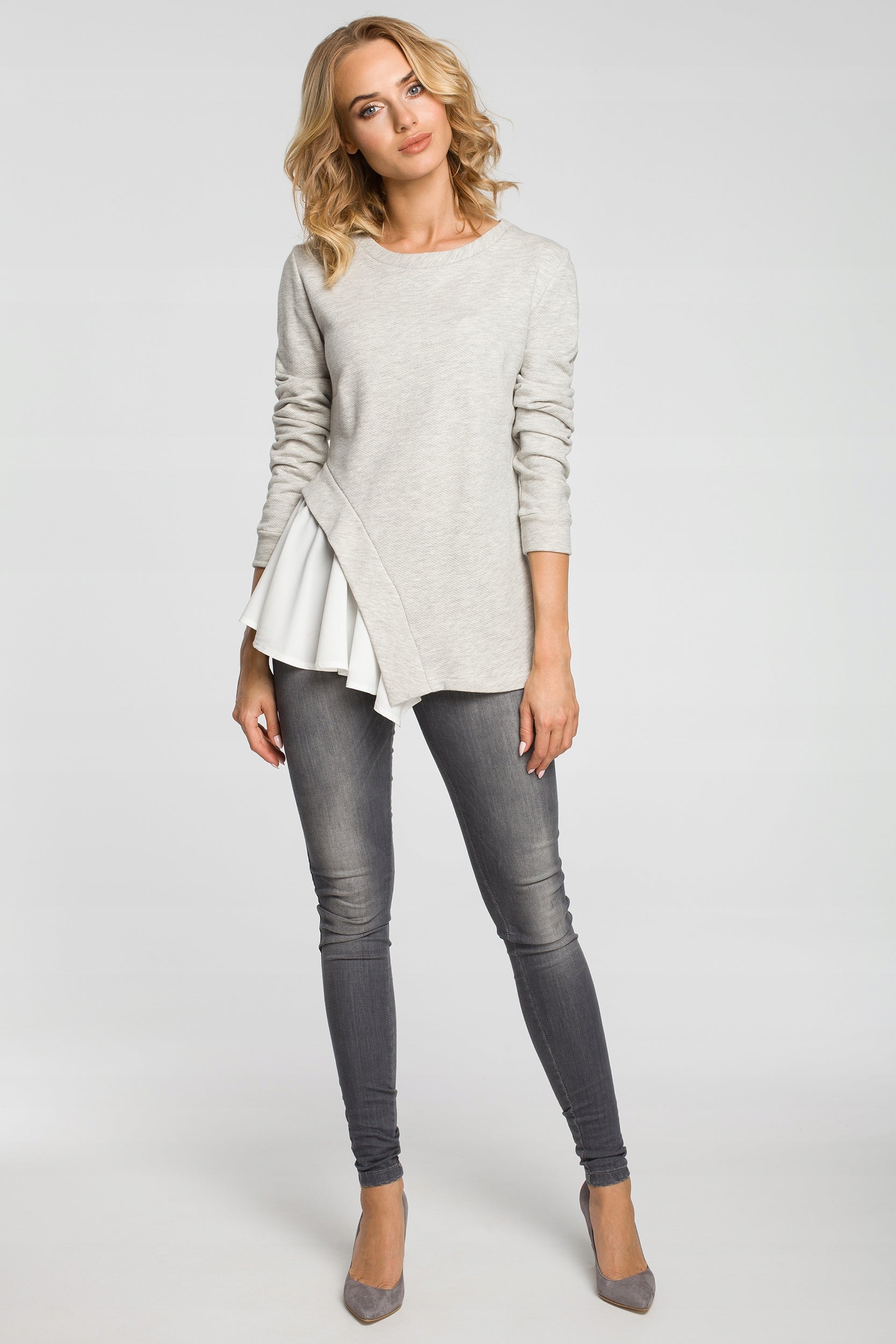 Bluse für Damen Moe M333, grau 