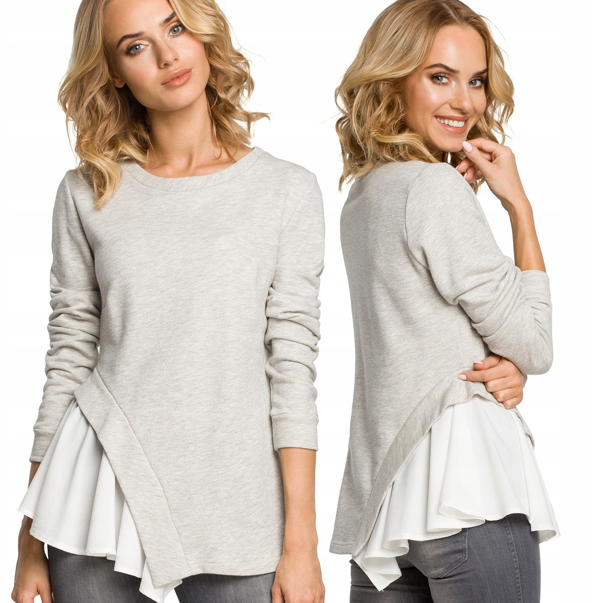 Bluse für Damen Moe M333, grau 