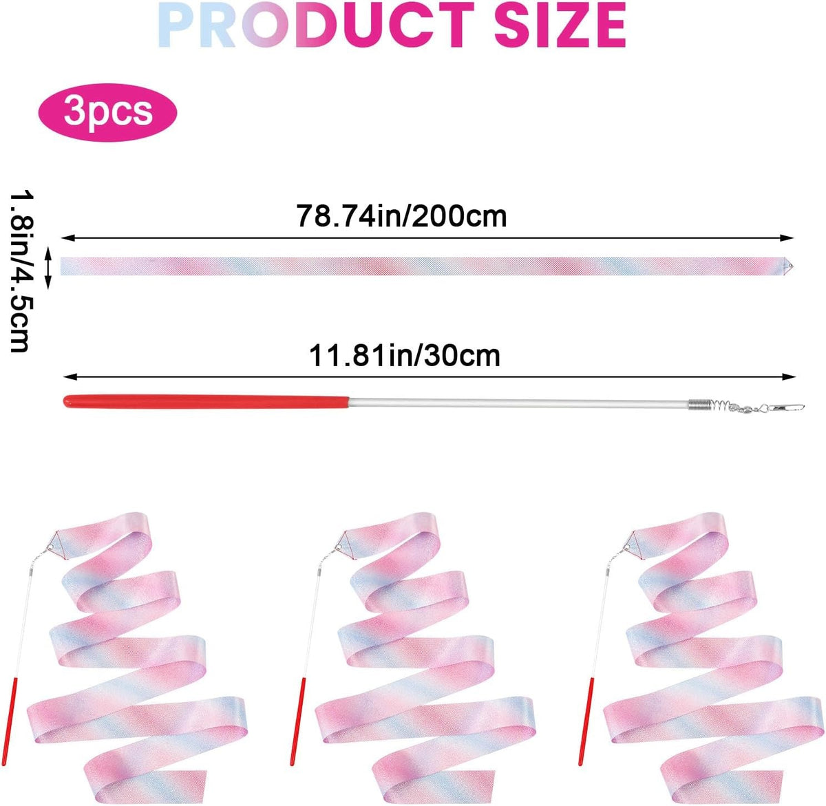 DANCE TAPES PINK 2M SET OF 3 PIECES RHYTHMIC GYMNASTICS Brand no brand