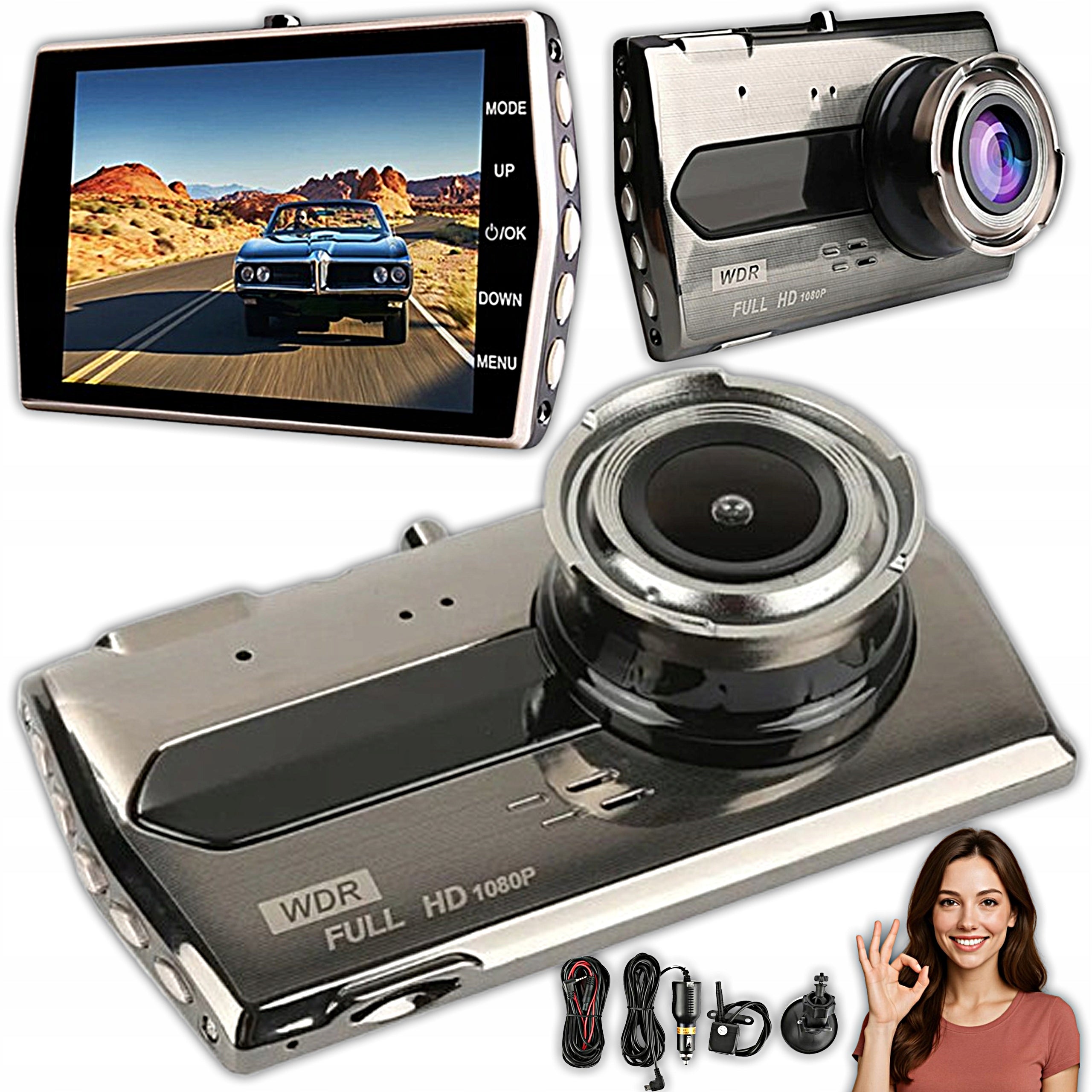 DASH CAM WITH LCD FULL HD DISPLAY REVERSING VIDEO RECORDER