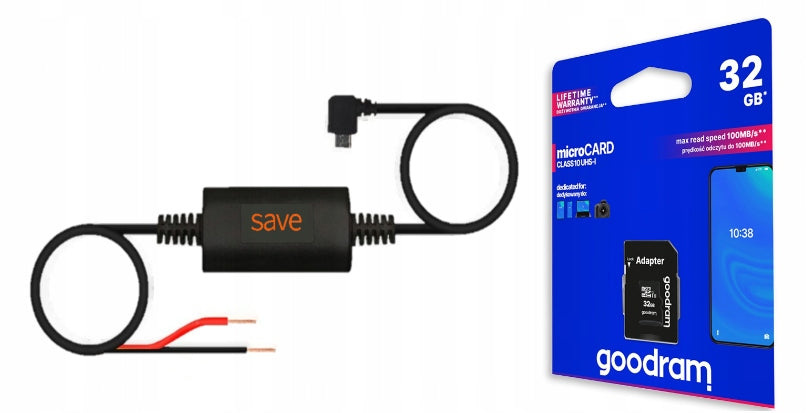 DASH CAM WITH TOUCH SCREEN AND POLISH MENU, FRONT AND REAR CAMERA Brand Save