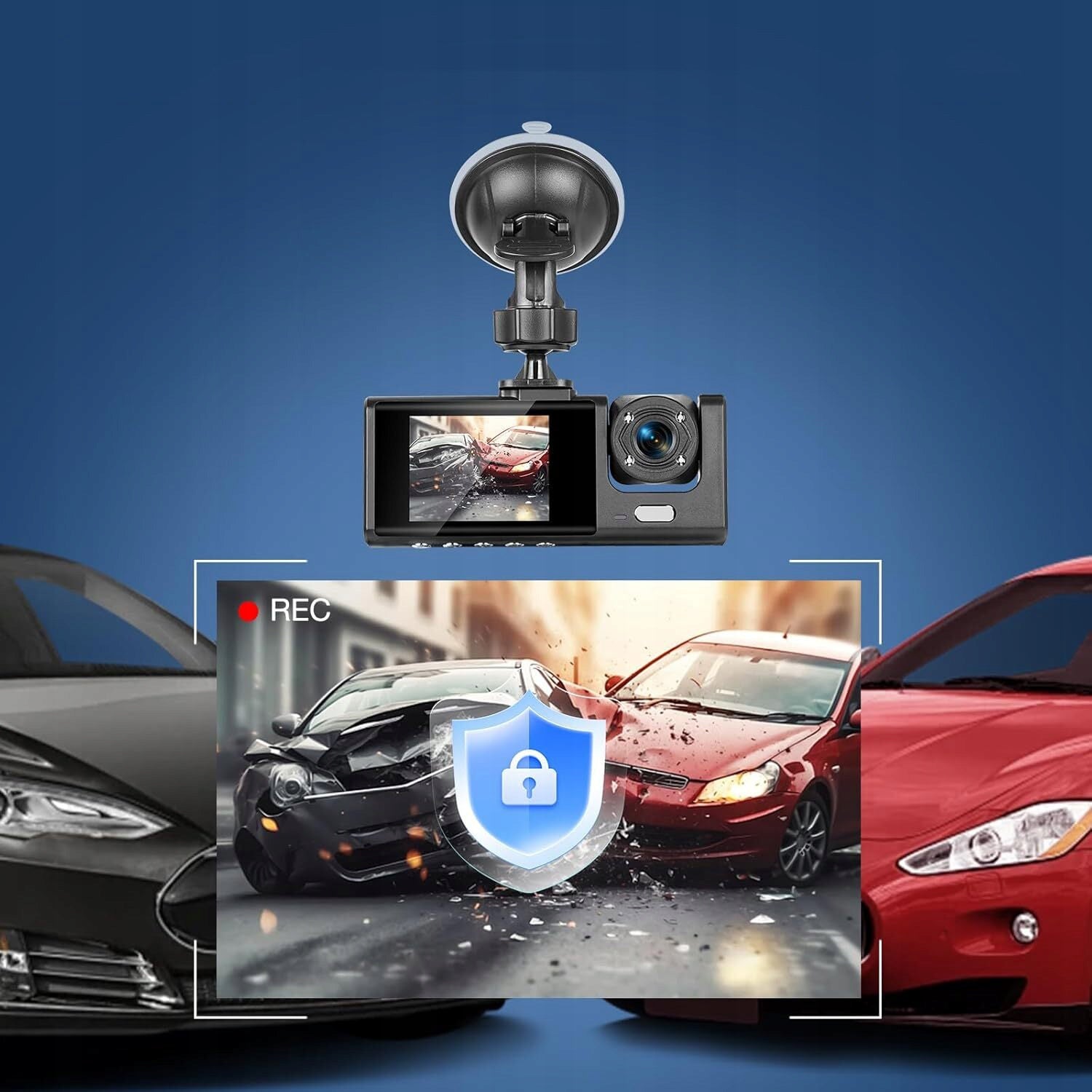 DASHBOARD CAMERA, DUAL DASH CAM Model Kamera FullHD Wideorejestrator PRZÓD TYŁ Dotykowy
