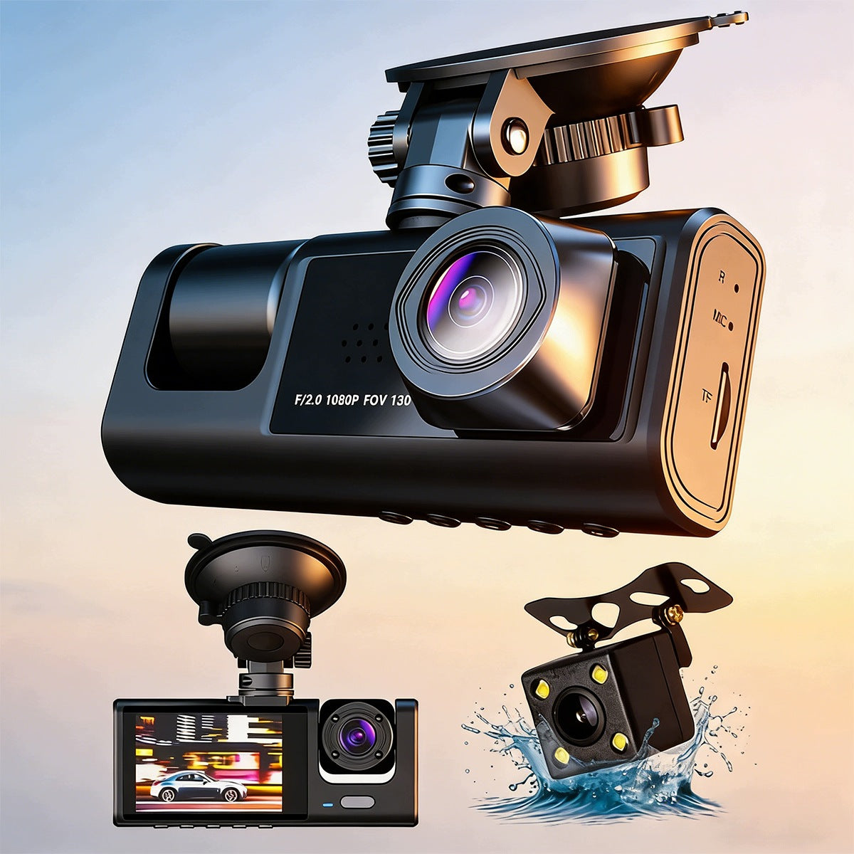 DASHBOARD CAMERA, FRONT AND INSIDE, IPS 2" SCREEN Brand no brand