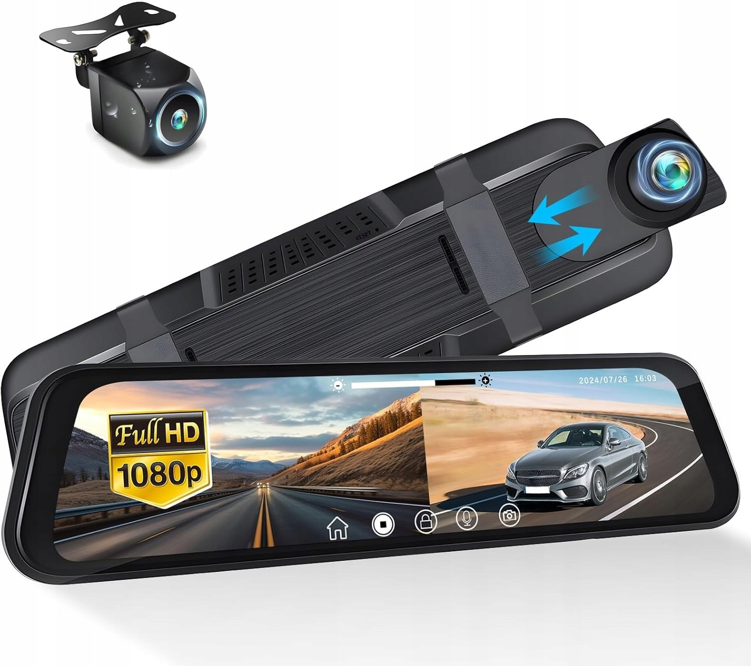 DASHCAM AMPRIME VIDEO RECORDER 9.66" REARVIEW MIRROR