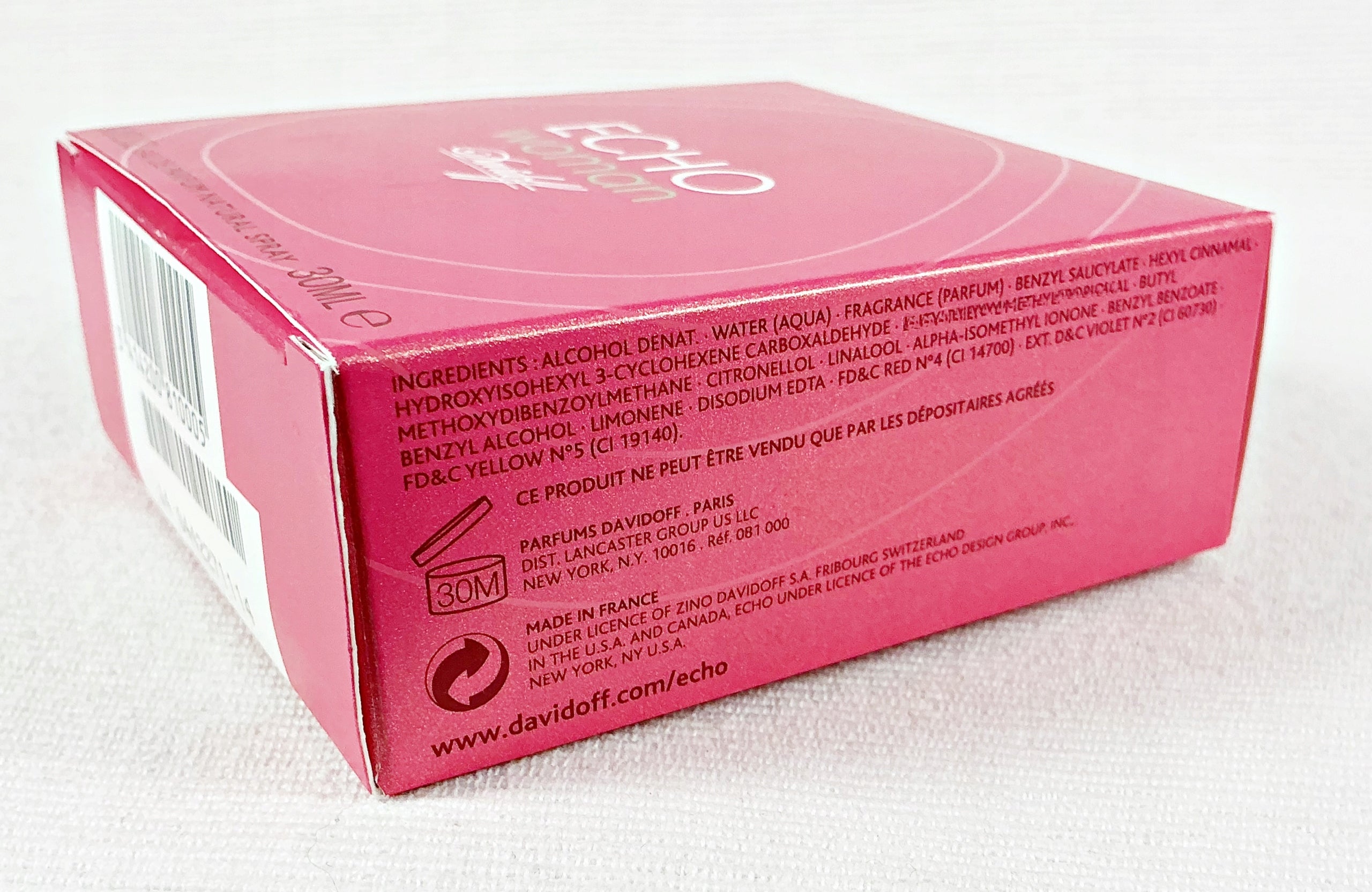 DAVIDOFF ECHO WOMAN 30 ML EAU DE PARFUM UNIQUE READ DESCRIPTION Manufacturer code 03886239306