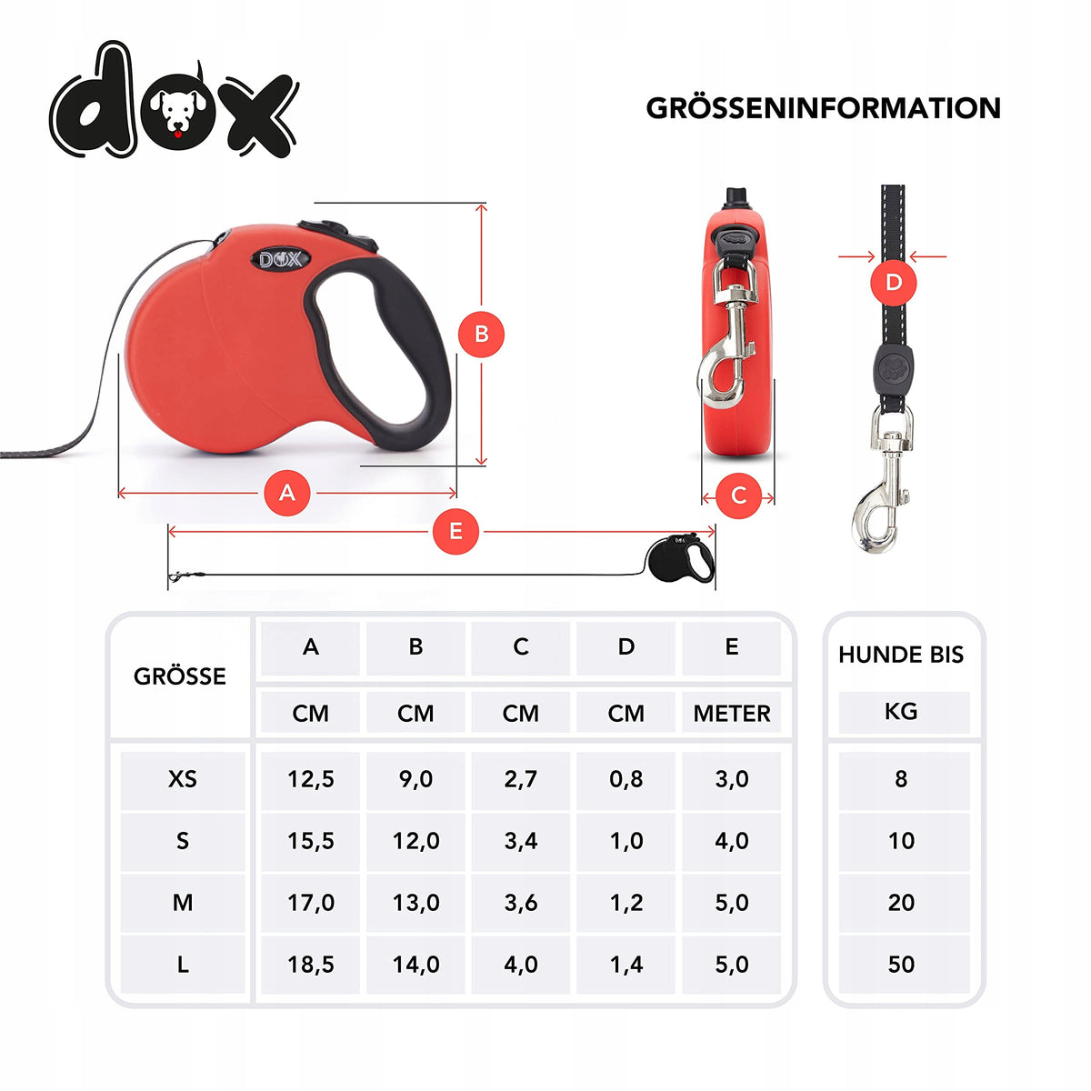 DDOXX dog leash Color red