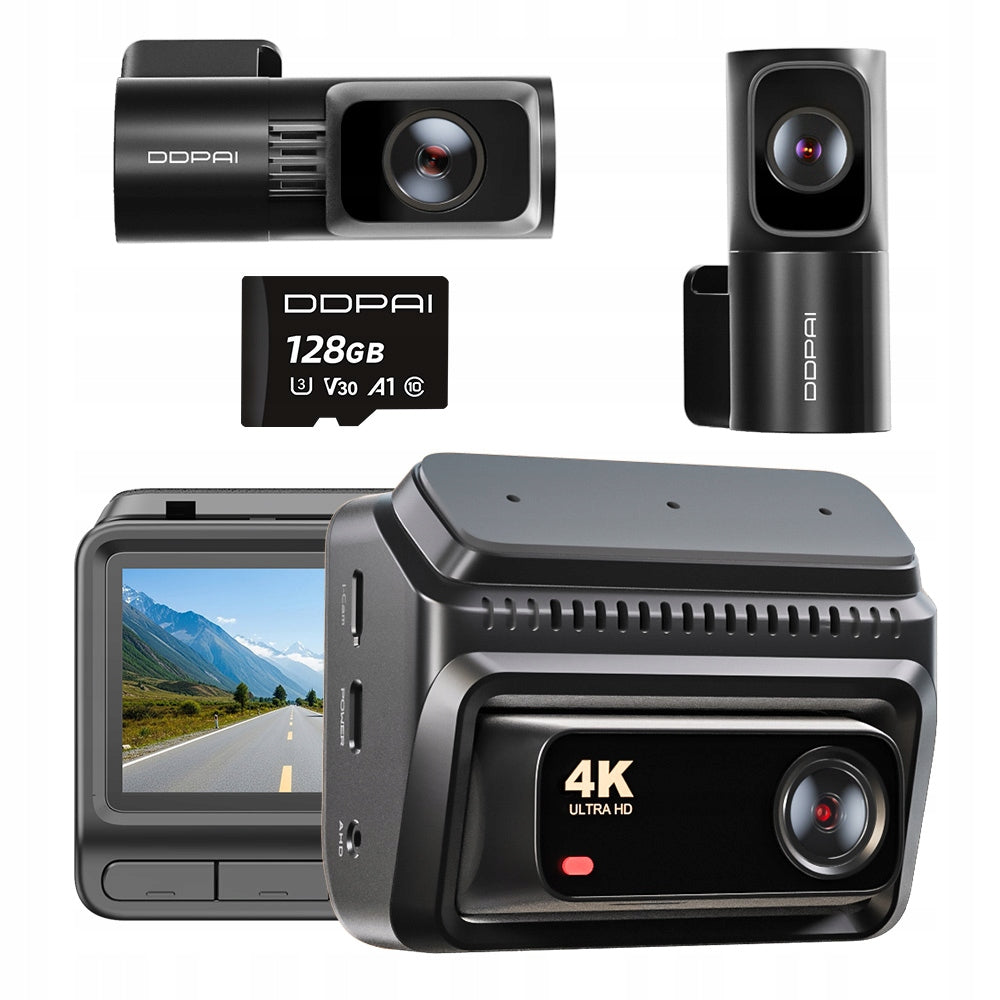 DDPAI Z60T 4K HDR VIDEO RECORDER CAMERA FRONT INTERIOR REAR GPS + 128GB