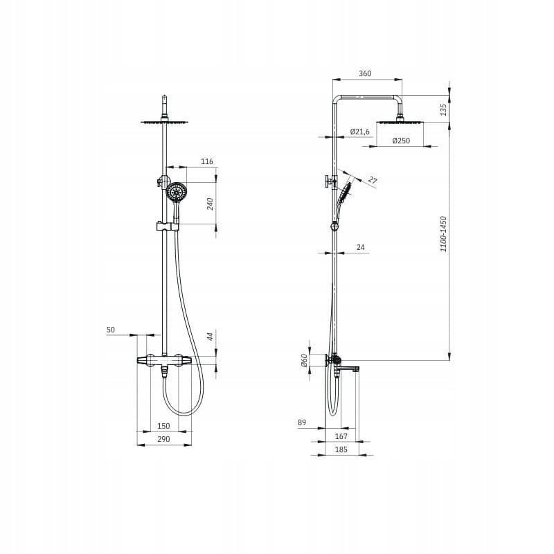 Deante Thermostat-Duschsystem Jasmin NAC 01GT 
