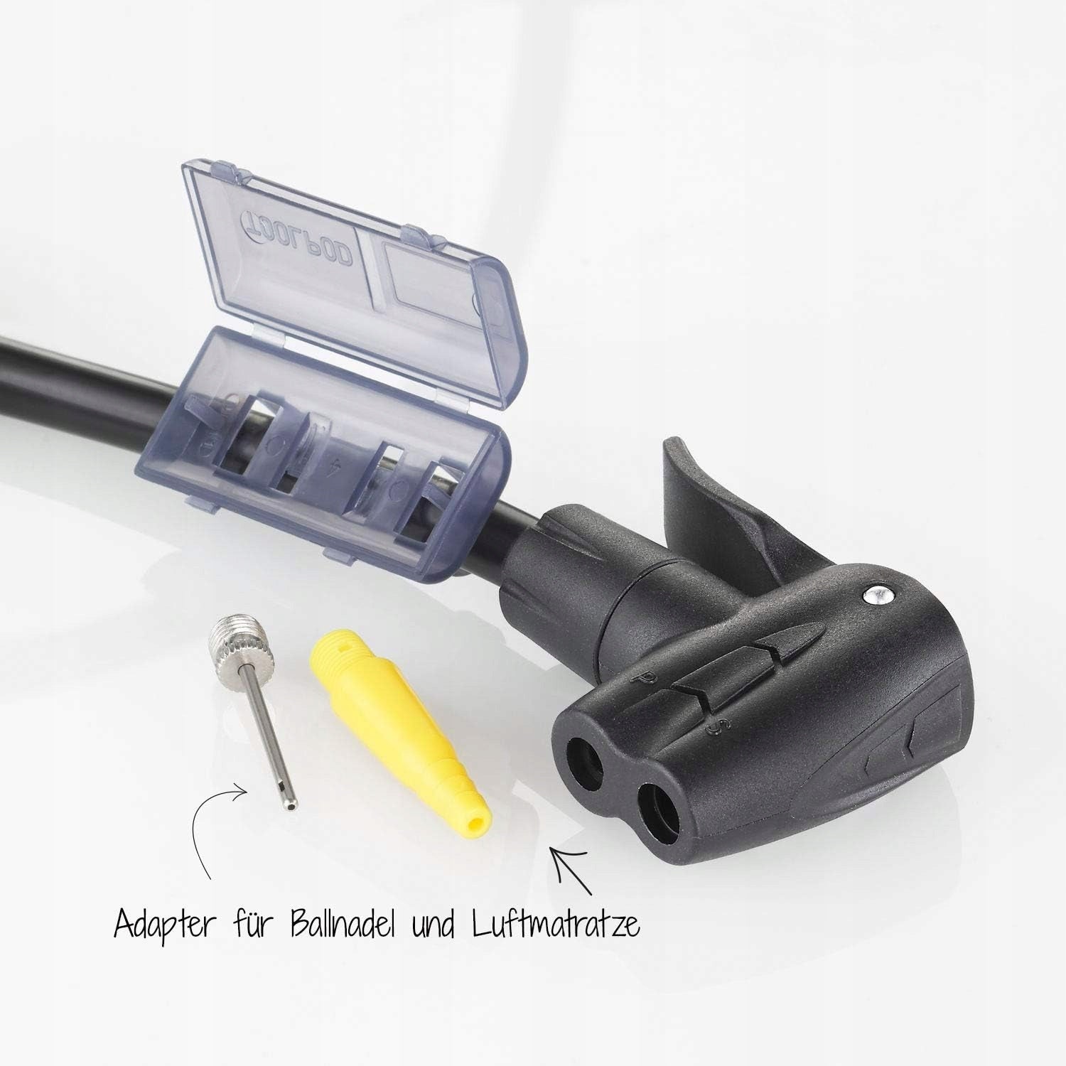 DECENT MANUAL STRONG BICYCLE FISHER STANDING PUMP - BLACK + ADAPTERS Manufacturer code 85580