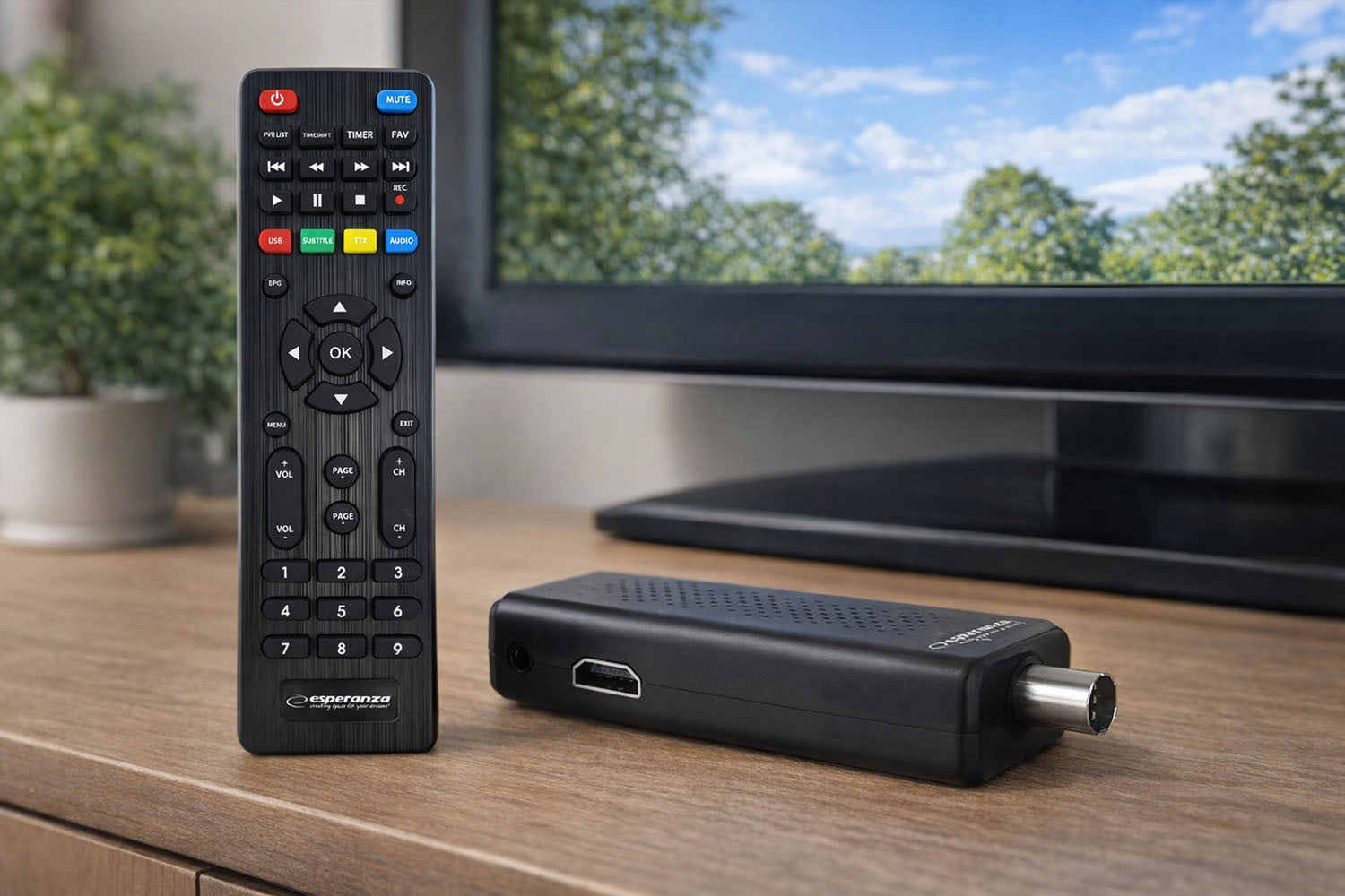 DECODER TUNER HD DVB-T2 HEVC H.265 MINI STICK REMOTE CONTROL TERRESTRIAL TV Packaging status original