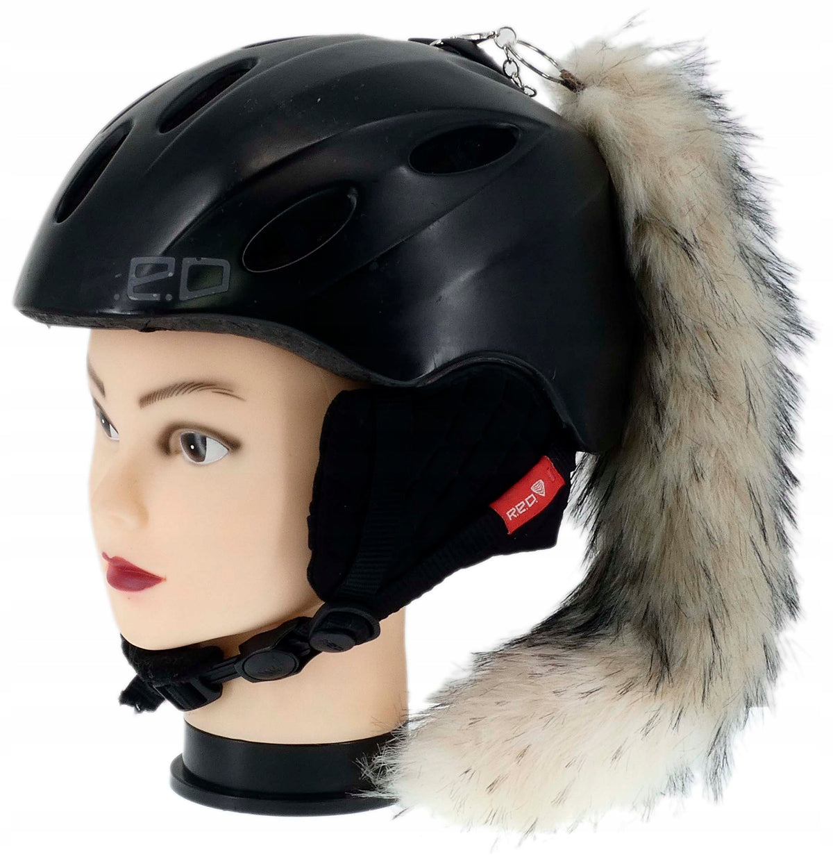 DECORATION FOR SKI HELMET MOTORCYCLE KITA LISI TAIL BEIGE AND WHITE FUR
