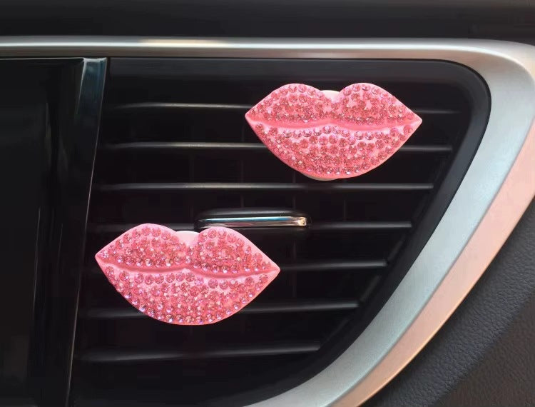 DECORATION FRAGRANCE CARS DIAMOND LIPS pink GIFT Female Trinket Kind to the air vent