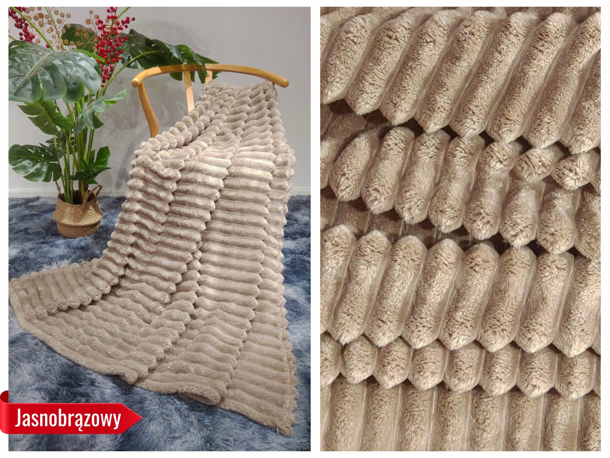DECORATIVE BLANKET 160x200 KAPA BEDSPREAD COUCH EMBOSSED STRIPES Packaging status original