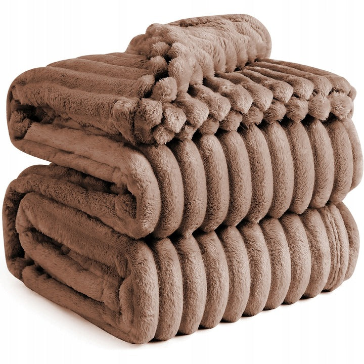DECORATIVE BLANKET 160x200 KAPA BEDSPREAD COUCH EMBOSSED STRIPES