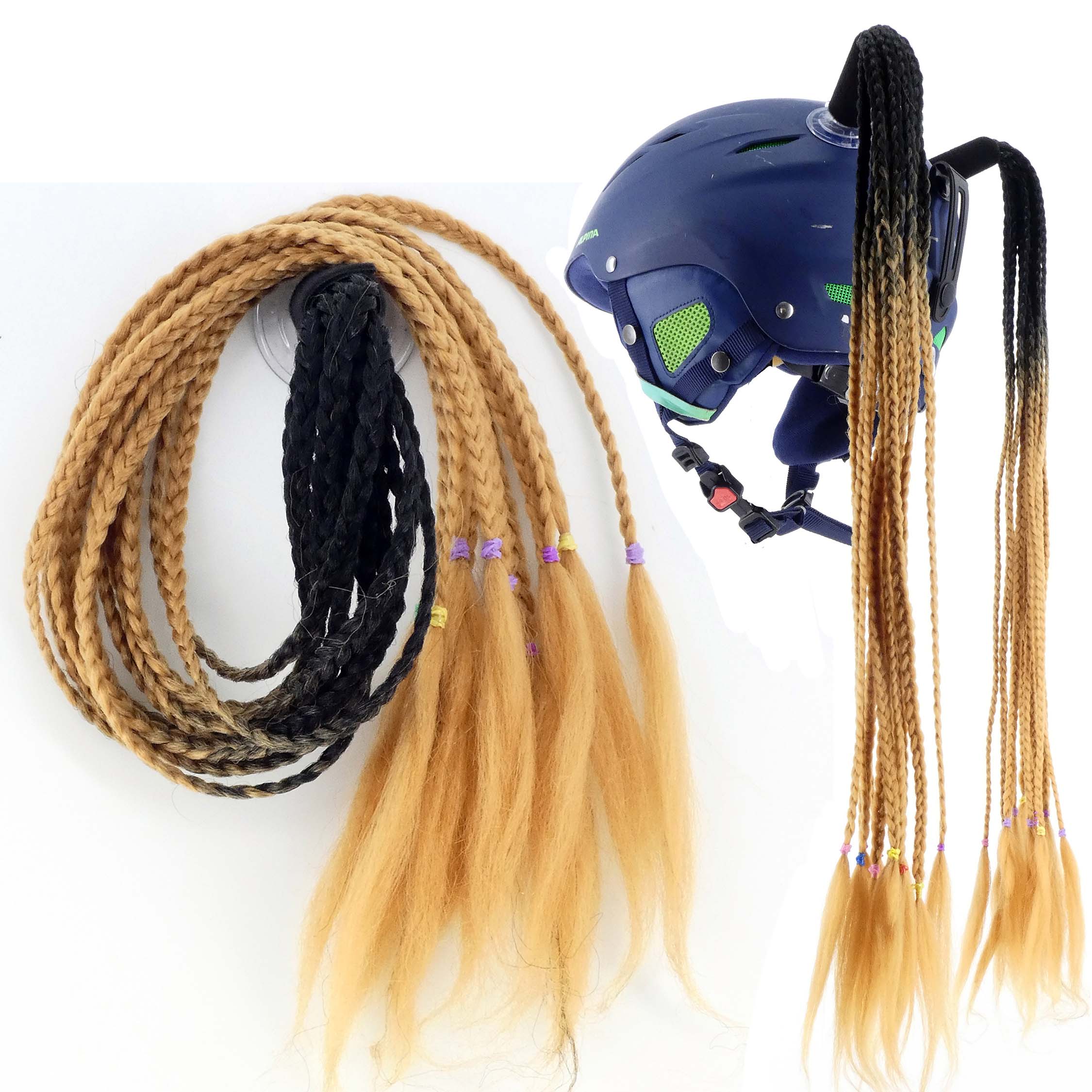DECORATIVE BRAID FOR HELMET AFRO 68CM - SUCTION CUP MOUNT