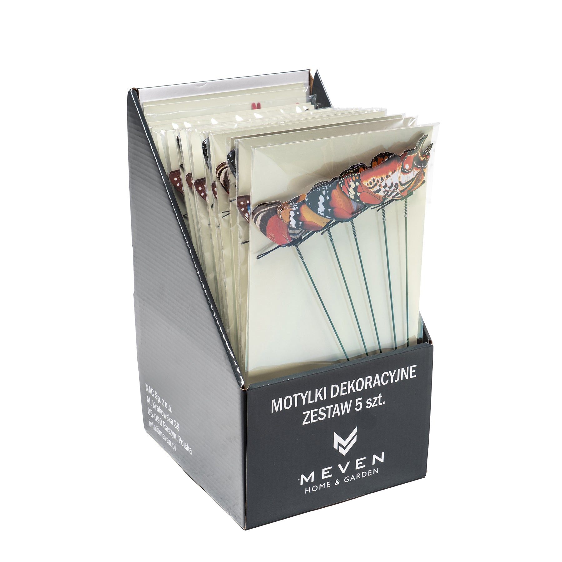 DECORATIVE BUTTERFLIES FOR GARDEN HAMMERED NATURAL GLOW-IN-THE-DARK 5 PCS Packaging status original