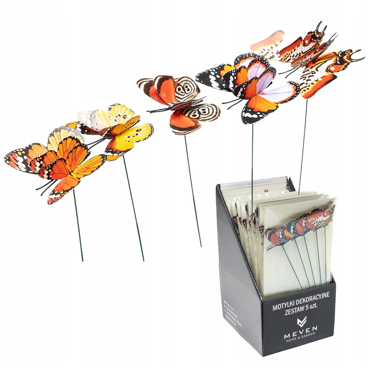 DECORATIVE BUTTERFLIES FOR GARDEN HAMMERED NATURAL GLOW-IN-THE-DARK 5 PCS