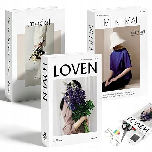 DECORATIVE CARDBOARD AESTHETIC BOOKS FOR SHELF SET OF 3 PIECES DECORATION