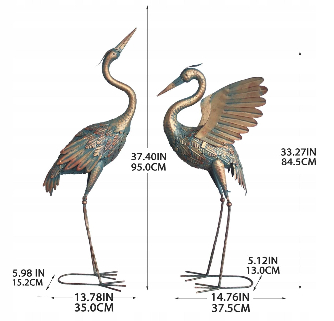 DECORATIVE CRANE FIGURES RUSTIC ACCENT FOR GARDEN (SET OF 2) Manufacturer no brand