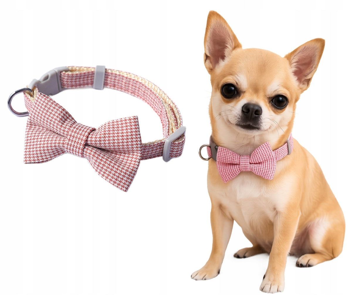 DECORATIVE DOG COLLAR FOR PUPPY CAT BOW PINK YORK PINCZER