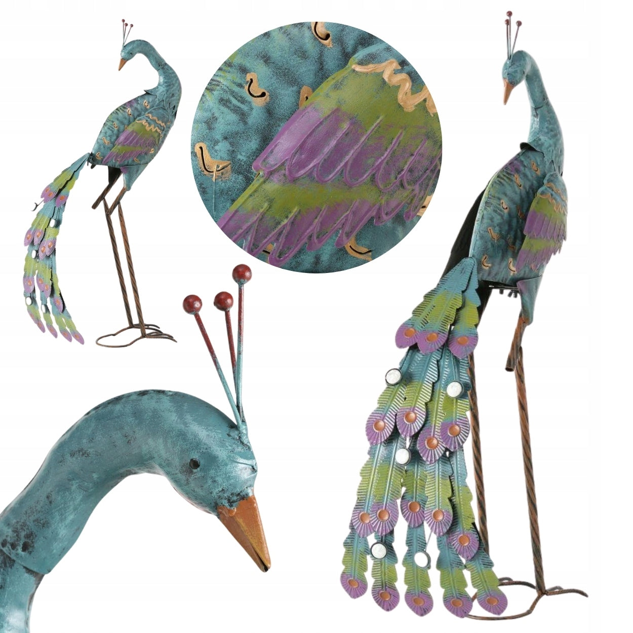 DECORATIVE FIGURINE GARDEN DECORATION ORNAMENT METAL FIGURE PEACOCK FOR GARDEN