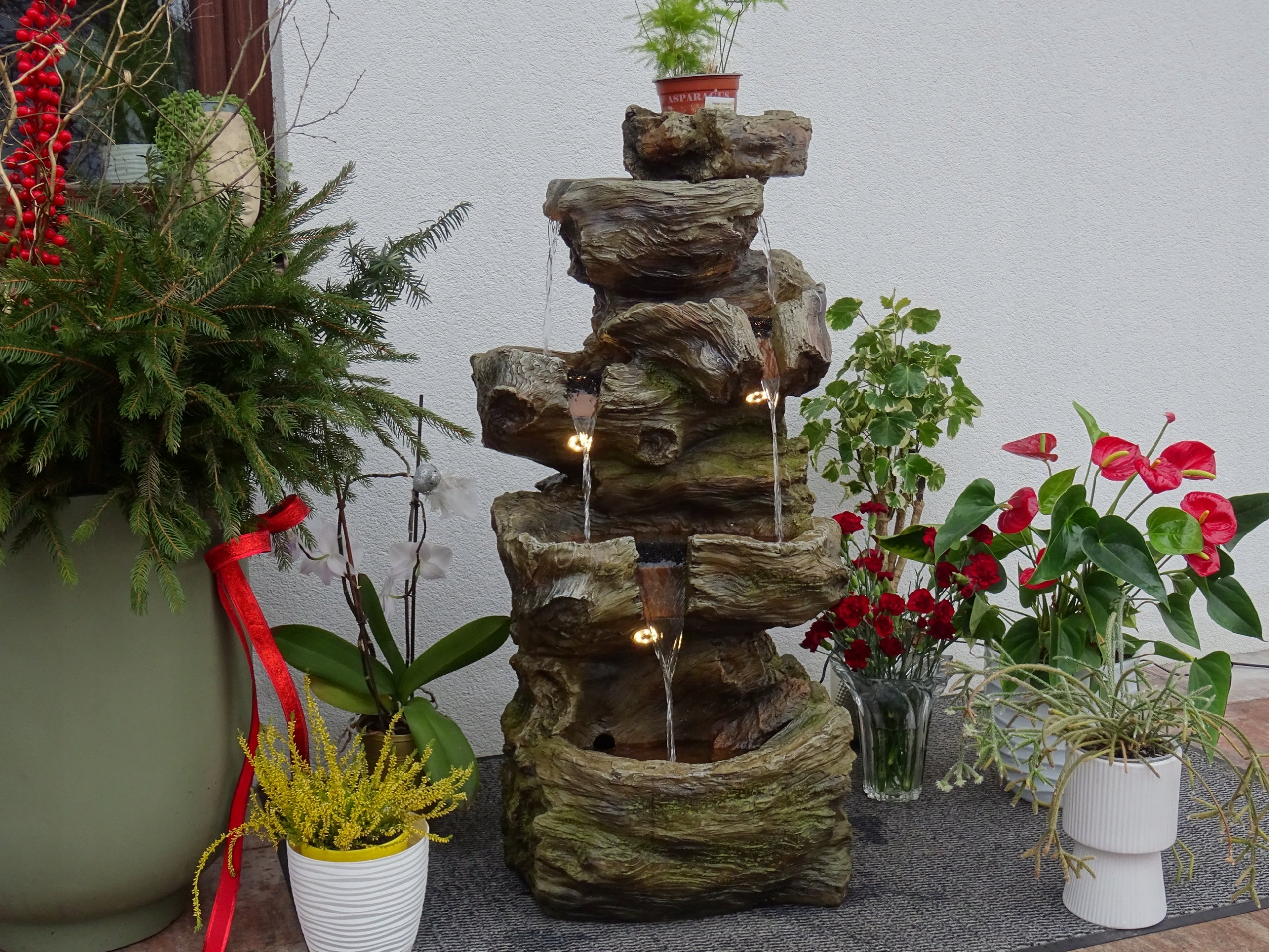 DECORATIVE GARDEN FOUNTAIN " WATER ROCKER " height 103 cm! LED axis! Packaging status original