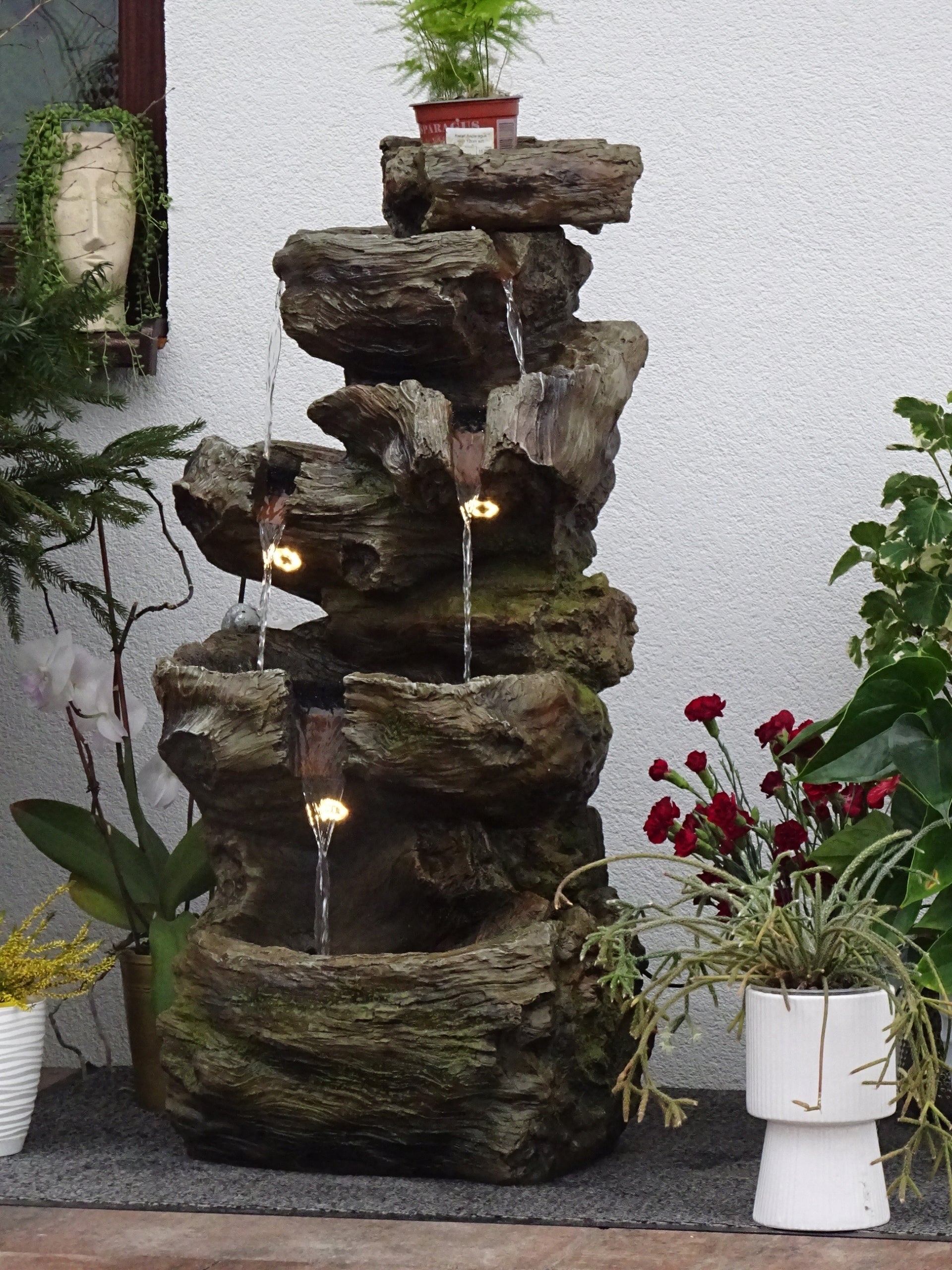 DECORATIVE GARDEN FOUNTAIN " WATER ROCKER " height 103 cm! LED axis!