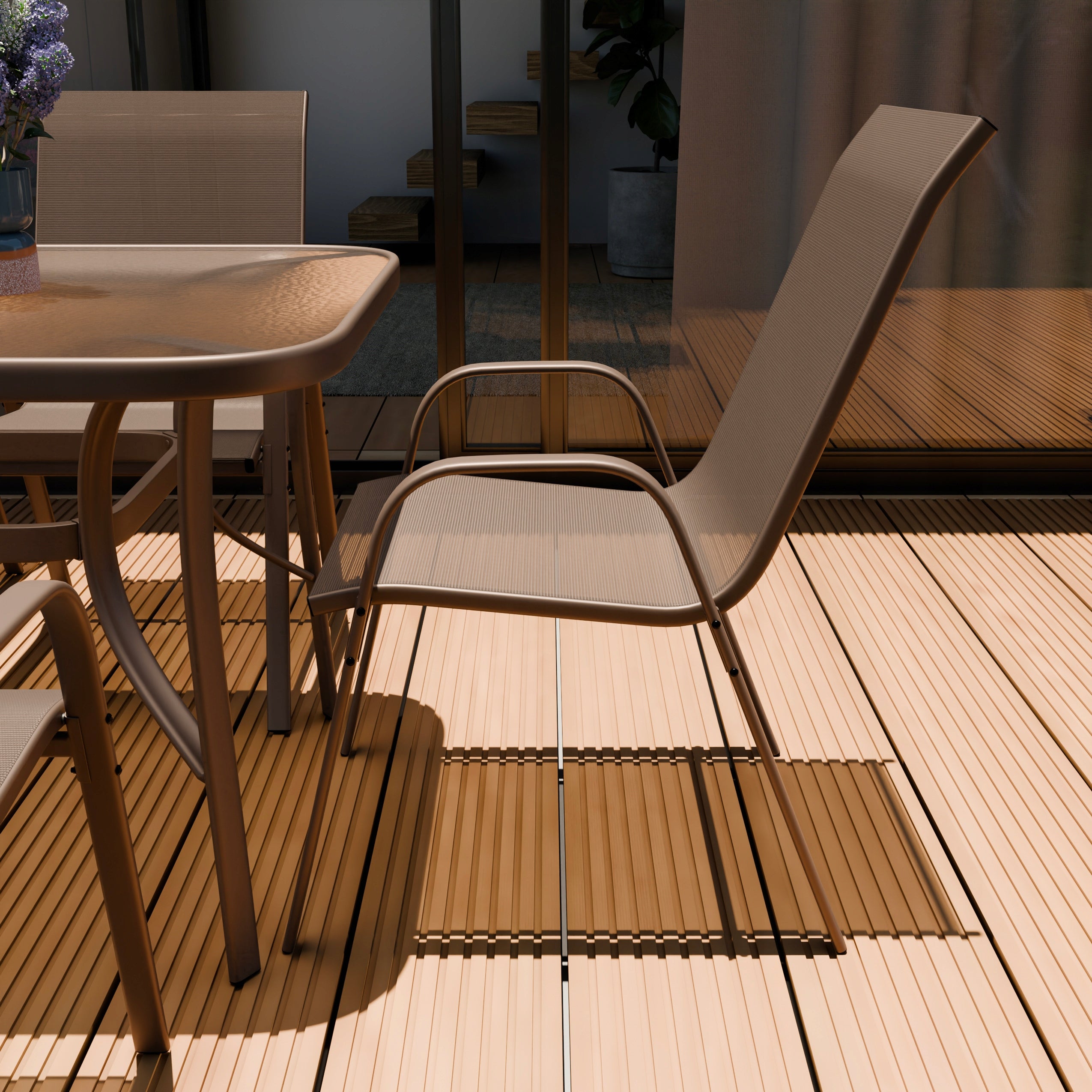 DECORATIVE GARDEN FURNITURE SET 1XTABLE 6XCHAIR KINDLY BROWN ZENJOY Number of items in the set 7