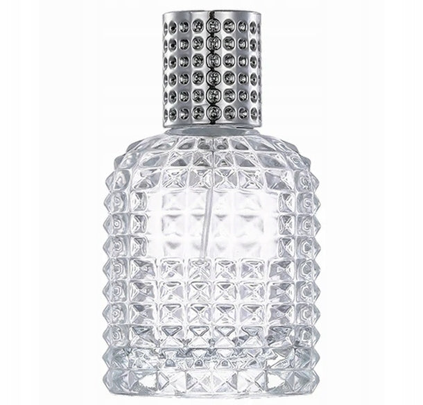 DECORATIVE GLASS BOTTLE FOR PERFUME ATOMIZER ALUMINUM - 50 ML!