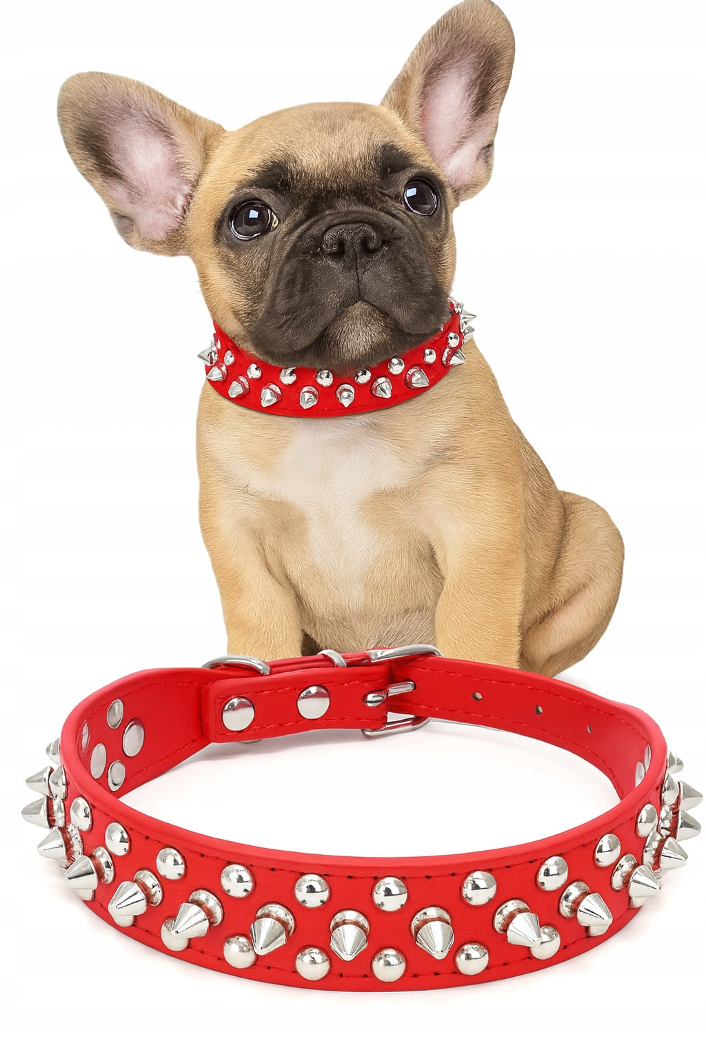 DECORATIVE LEATHER DOG COLLAR WITH STUDS ADJUSTABLE BULLDOG XL