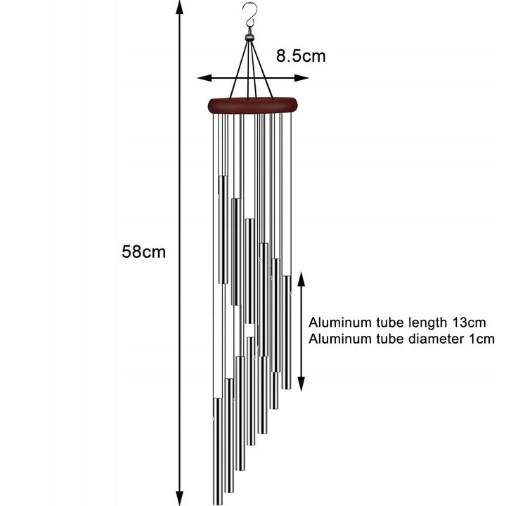 DECORATIVE ROTATING WIND CHIME HANGING 58 cm LENGTH 12 TUBE GONG Product weight with unit packaging 0.15 kg