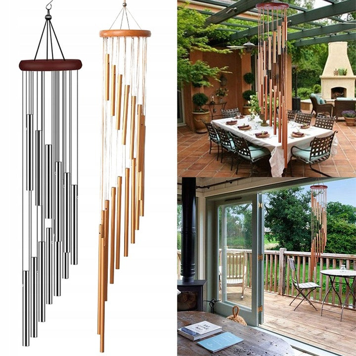 DECORATIVE ROTATING WIND CHIME HANGING 58 cm LENGTH 12 TUBE GONG Type wind chime