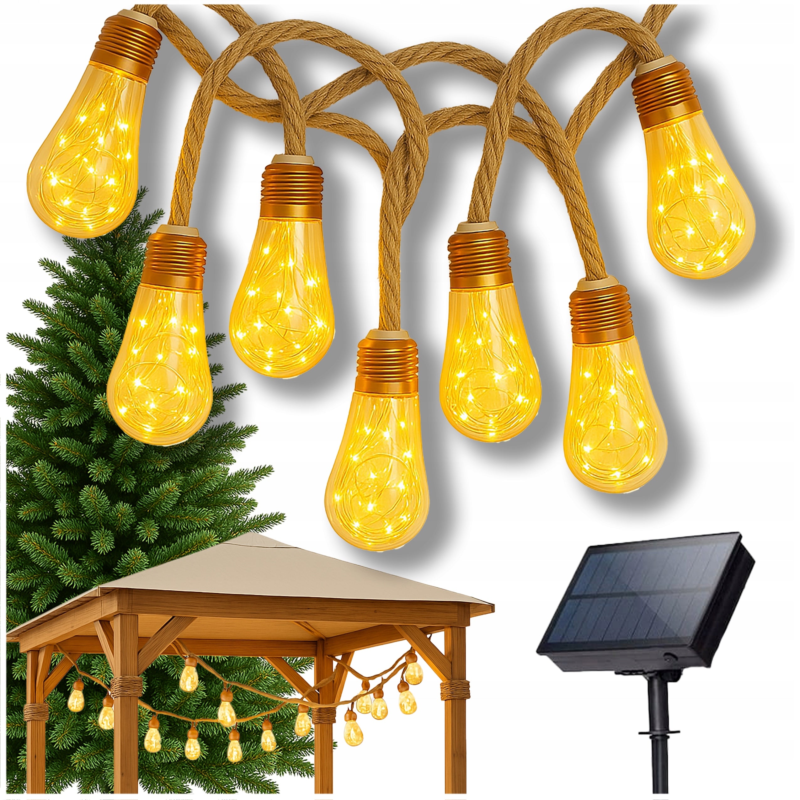 DECORATIVE SOLAR GARDEN LIGHTS LED GARLAND 8m 16 BULBS VERY NICE