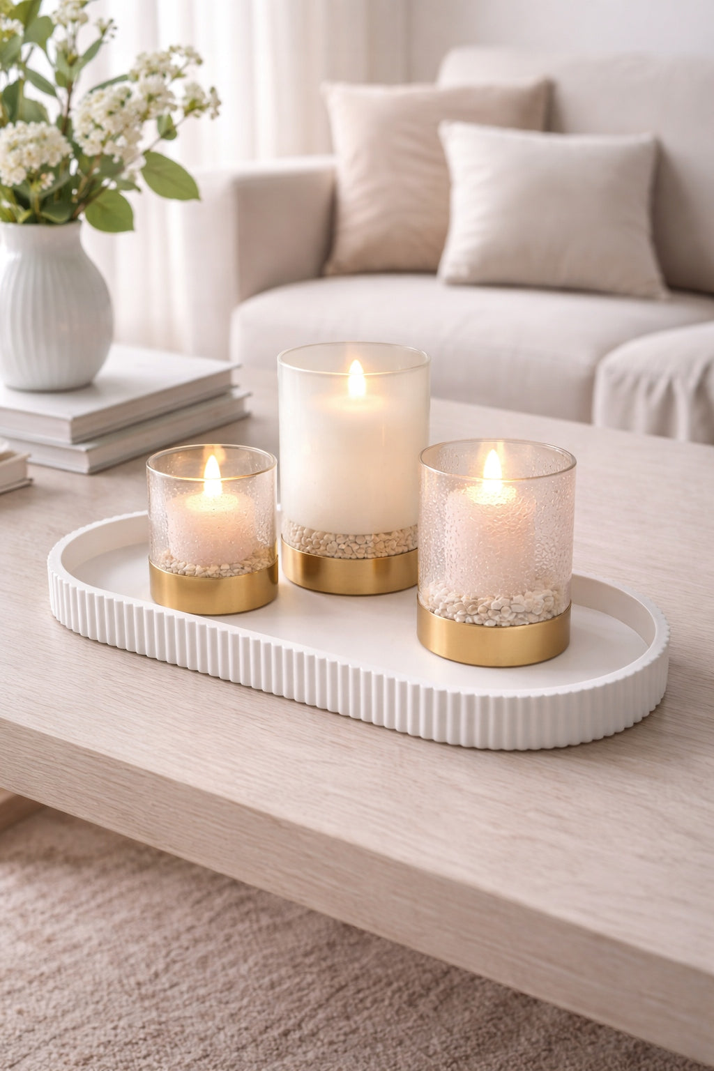 DECORATIVE TRAY MODERN GROOVED 3D PRINTING ELEGANT FOR HOME 20x9 CM Brand no brand