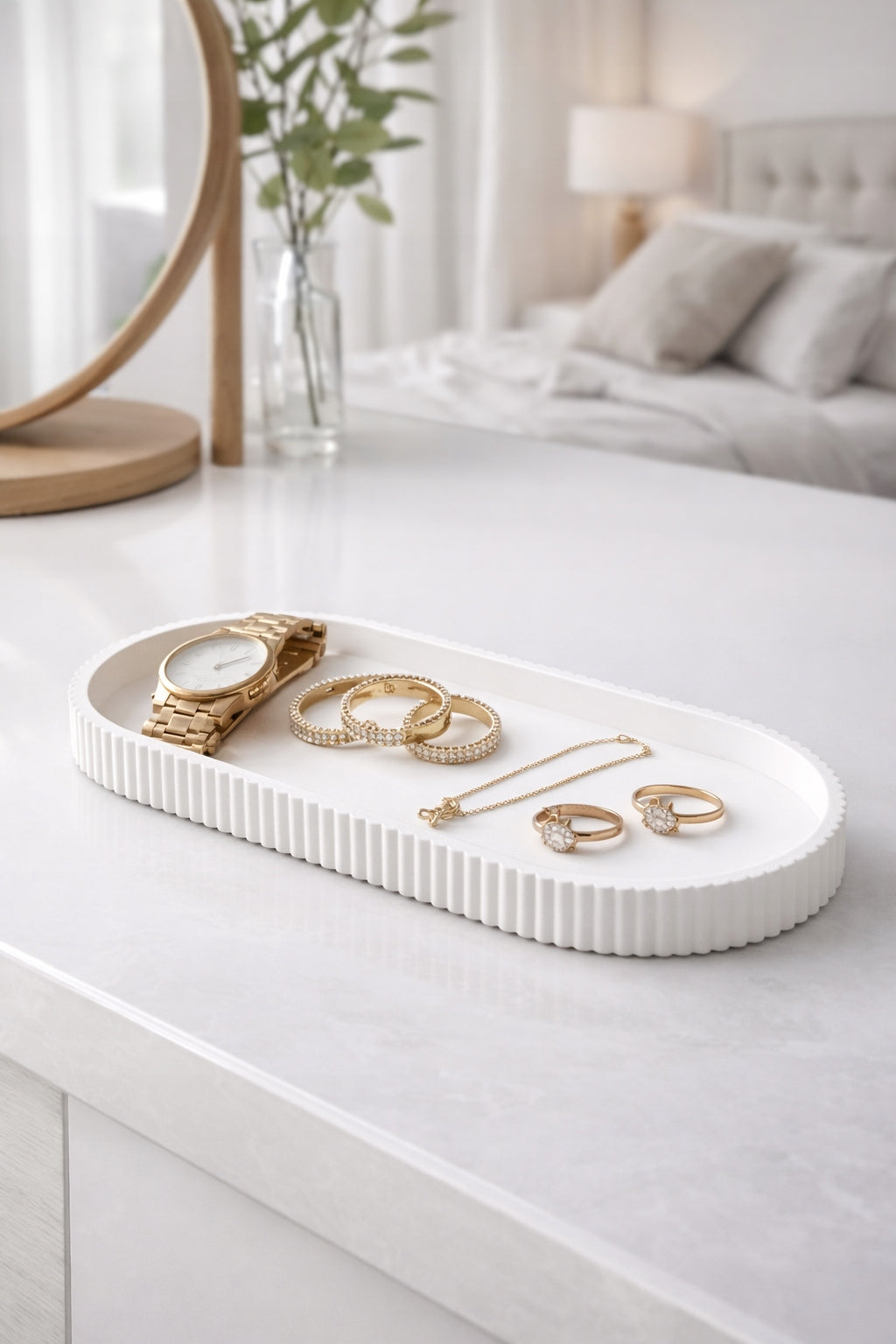 DECORATIVE TRAY MODERN GROOVED 3D PRINTING ELEGANT FOR HOME 20x9 CM Manufacturer code DEKORACYJNA TACKA NOWOCZESNA RYFLOWANA