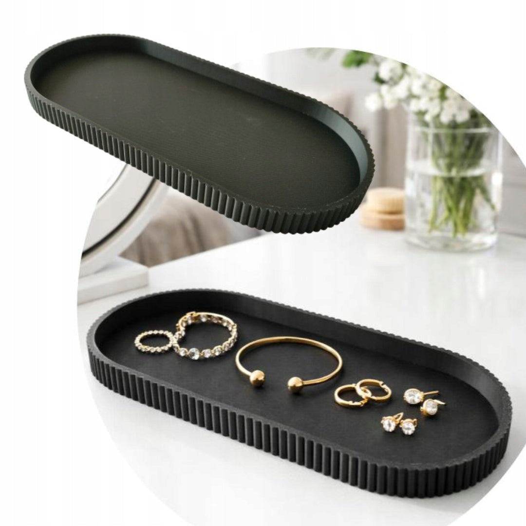 DECORATIVE TRAY MODERN GROOVED 3D PRINTING ELEGANT FOR HOME 20x9 CM