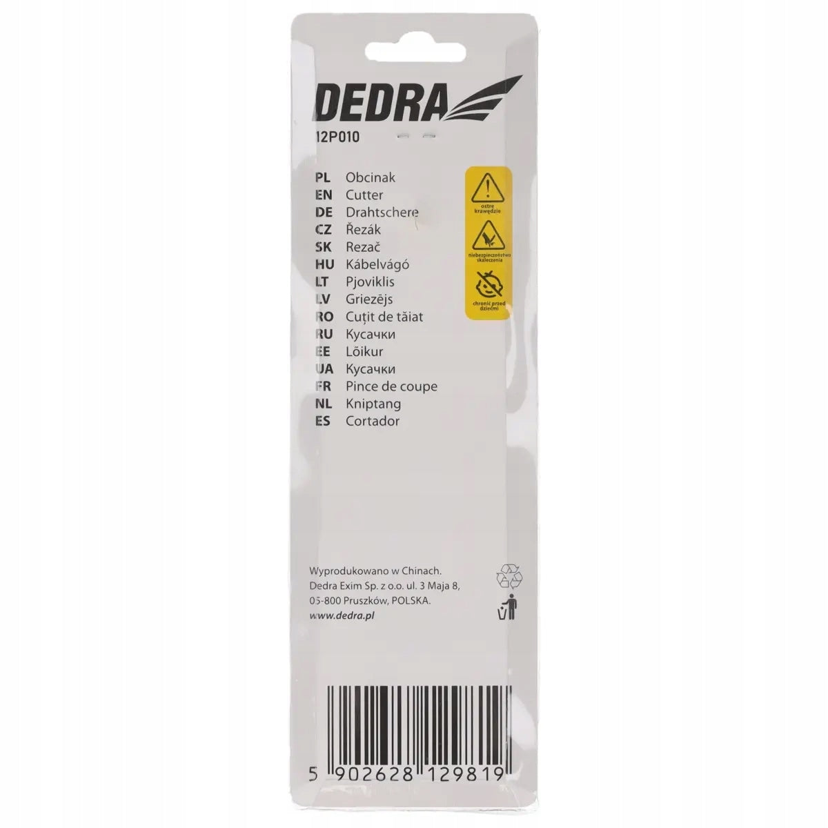 DEDRA 12P010 CUTTER FOR CABLES AND STEEL WIRES 190mm Manufacturer code 12P010