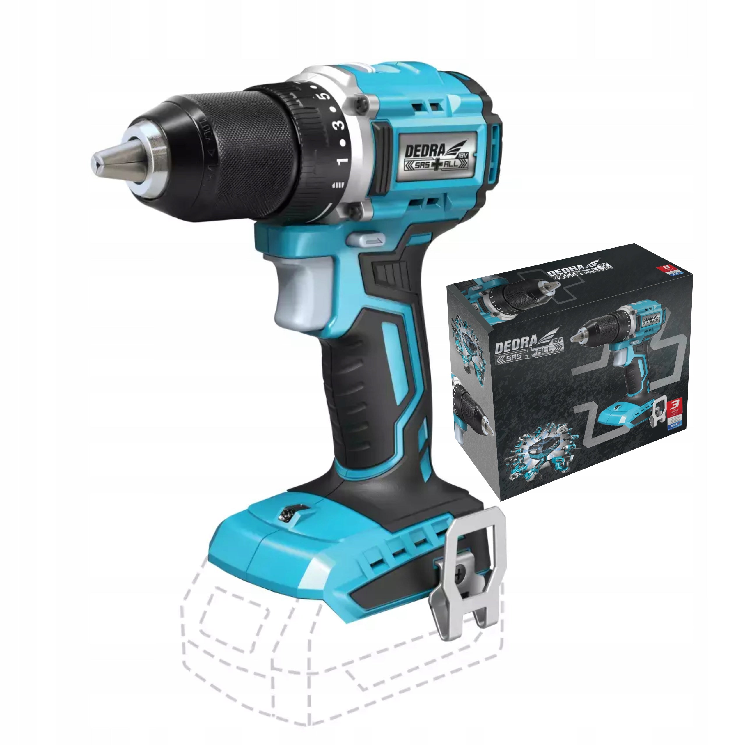 DEDRA BRUSHLESS CORDLESS DRILLING MACHINE DED7143 18V 50Nm Power supply rechargeable battery