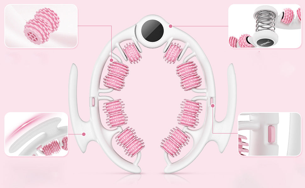 DEEP TISSUE MASSAGE ROLLER MANUAL ERGONOMIC COMPACT PINK Color pink white
