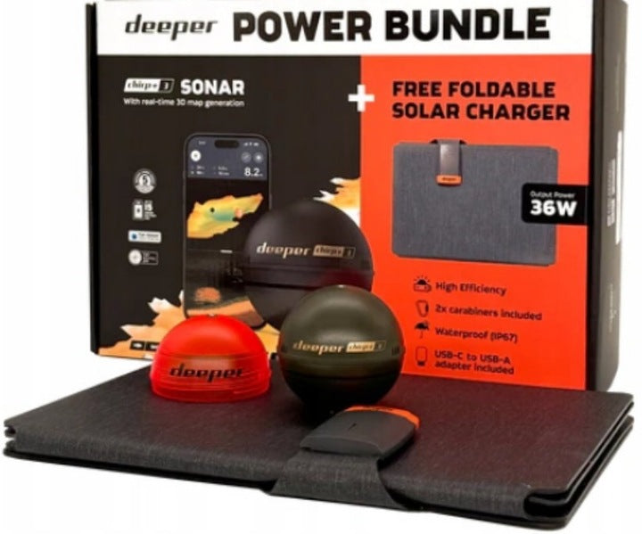DEEPER CHIRP+ 3 SONAR POWER BUNDLE + SOLAR FOR CHARGING
