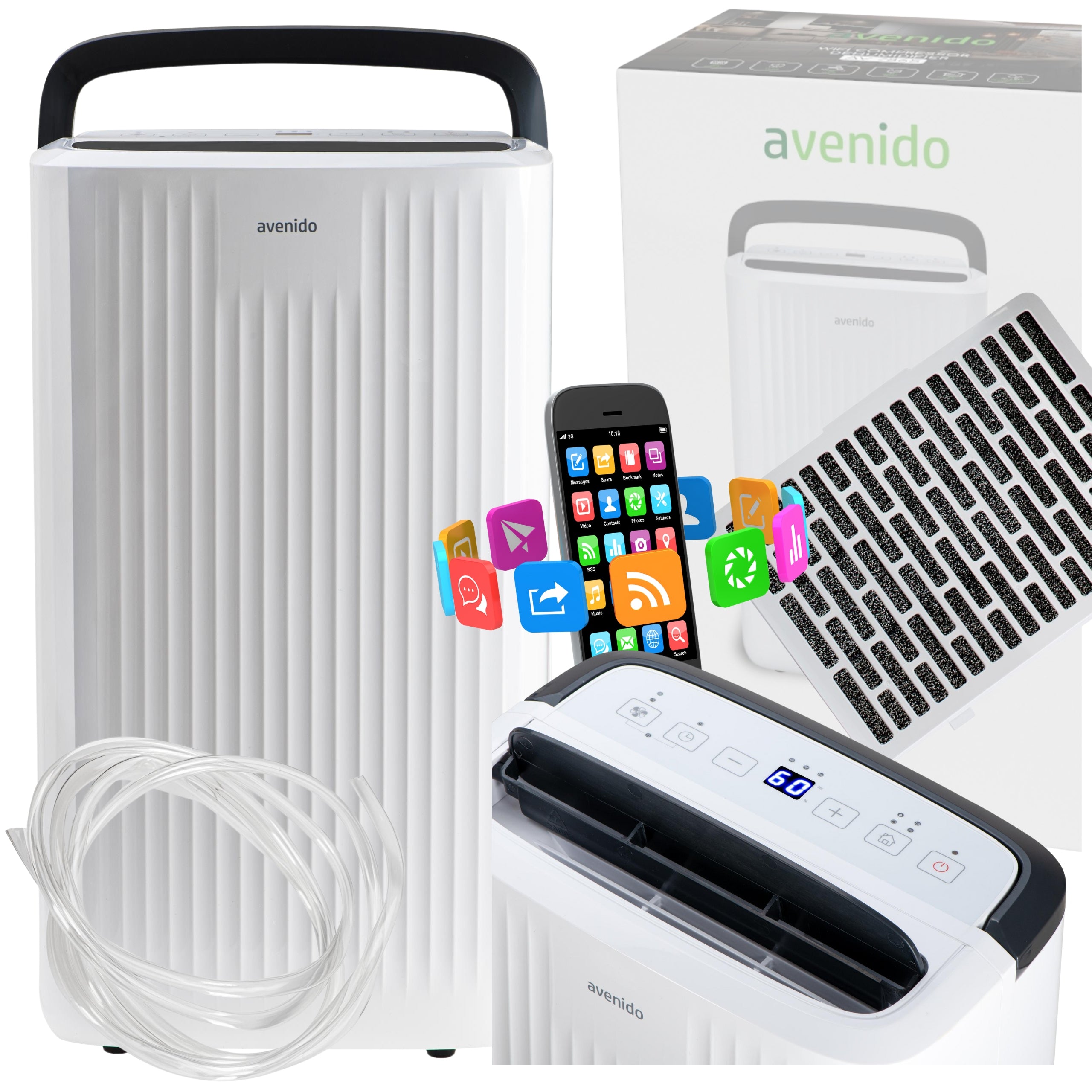 DEHUMIDIFIER AUTOMATIC 10L/24h WIFI 25m2 MOISTURE ABSORBER TIMER