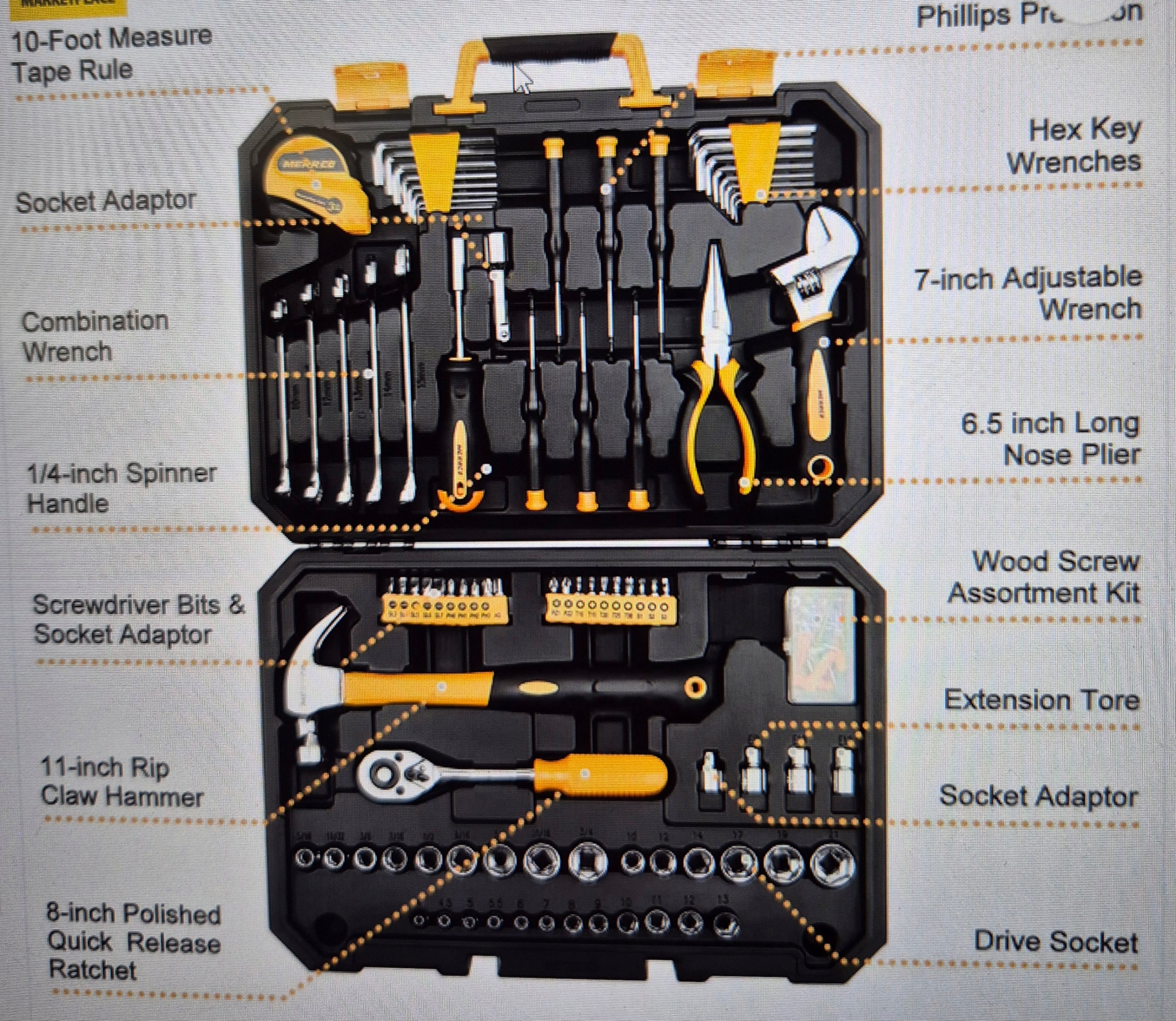 DEKO KEY TOOL SET 128 ELEMENTS TOOL CASE Manufacturer code 01