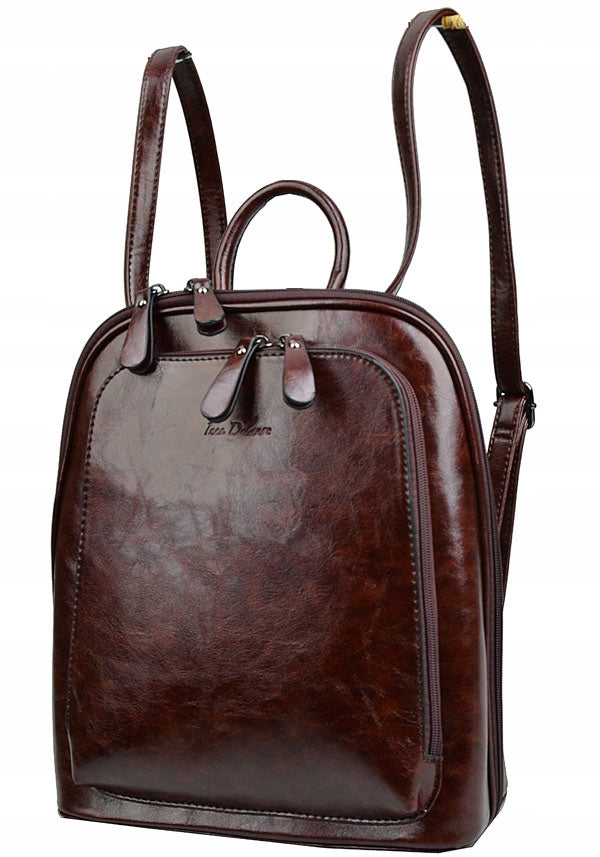 DELAURE BACKPACK women's shoulder bag Eco Leather A4 CHOCOLATE