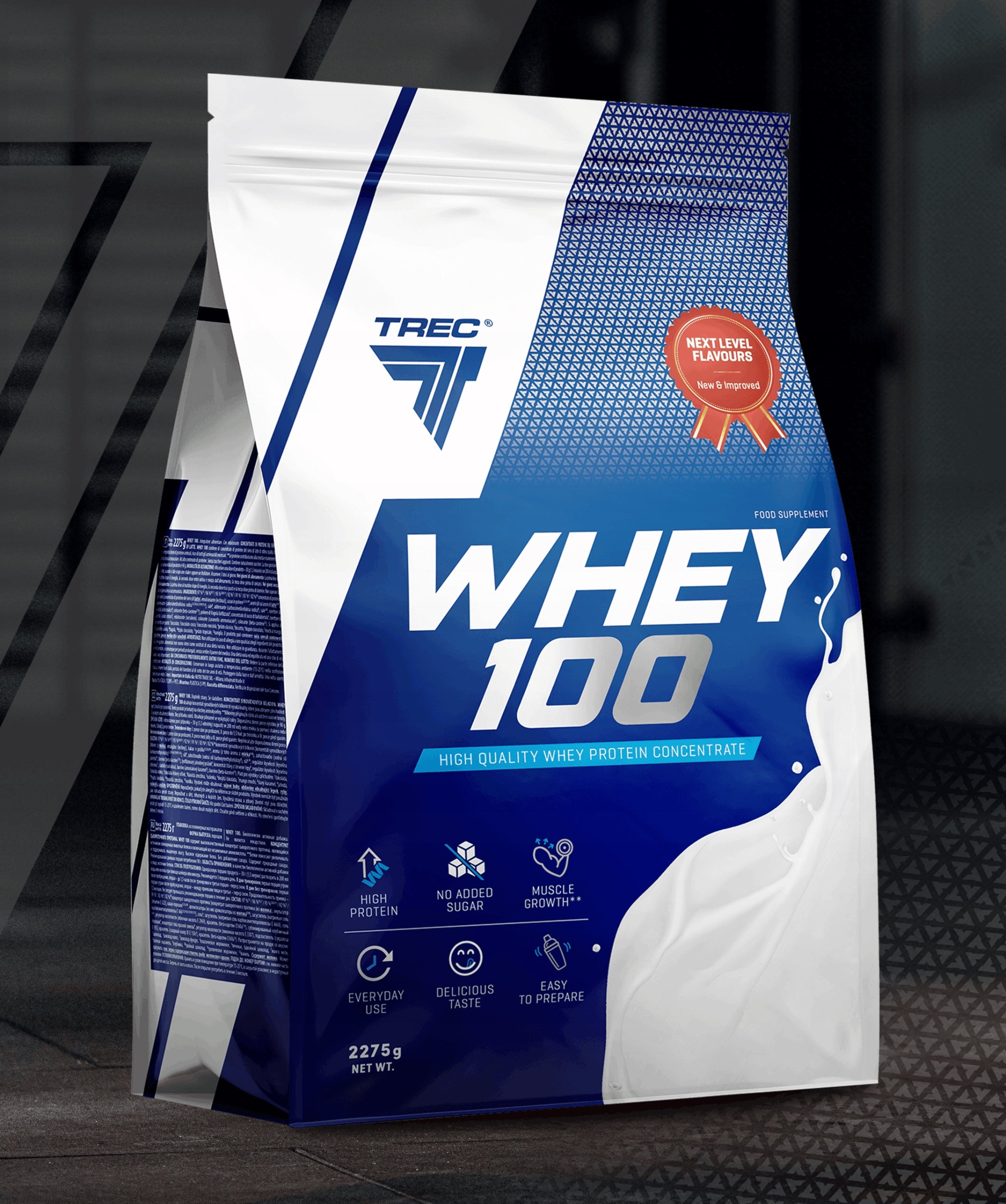 DELICIOUS PROTEIN WPC PROTEINS Trec Whey 100 2275g PER MASS STRENGTH SCULPTURE Expiration date not specified