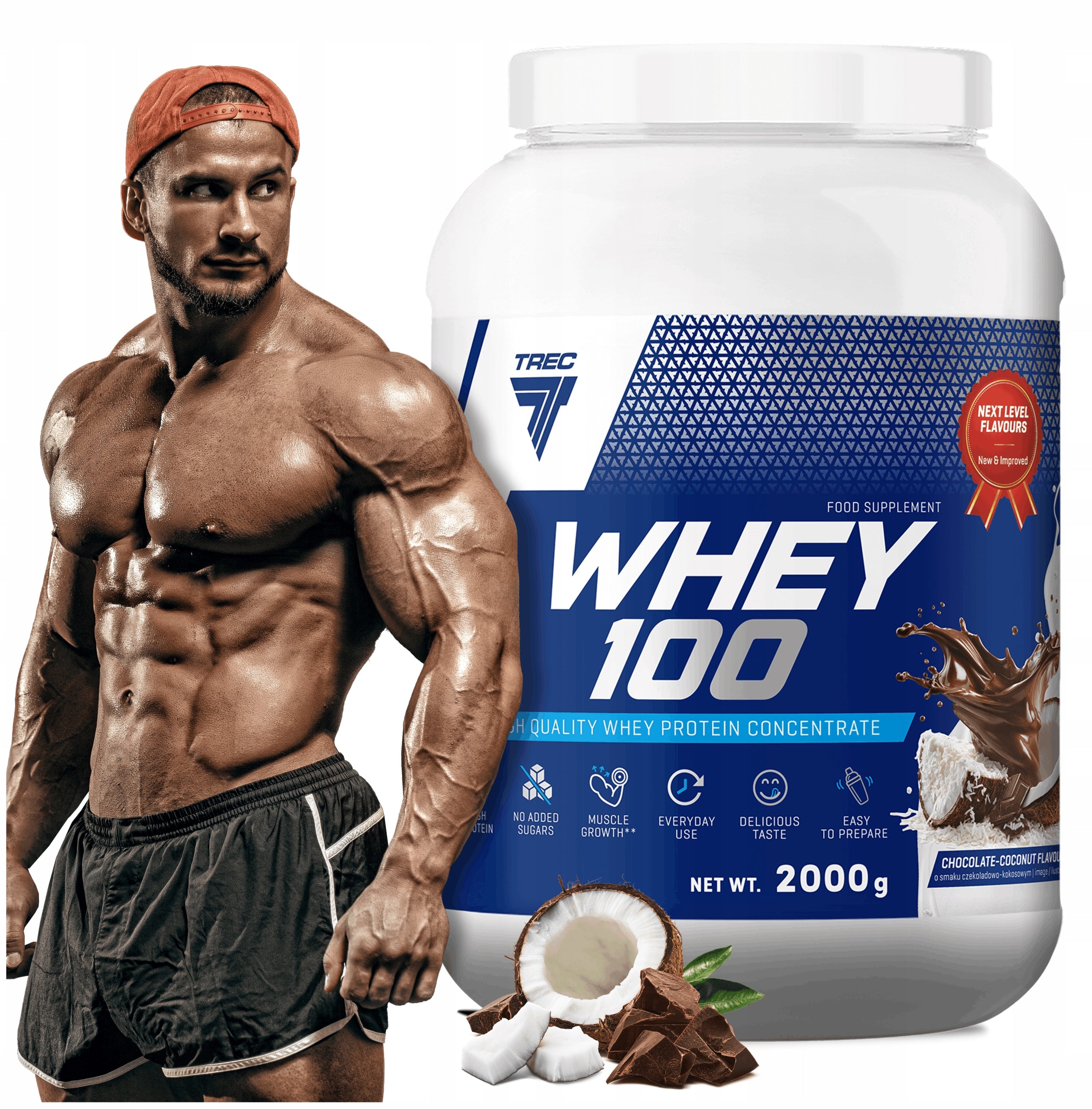 DELICIOUS PROTEIN WPC Trec Whey 100 2000g PROTEINS PER MASS FOR ACTIVE