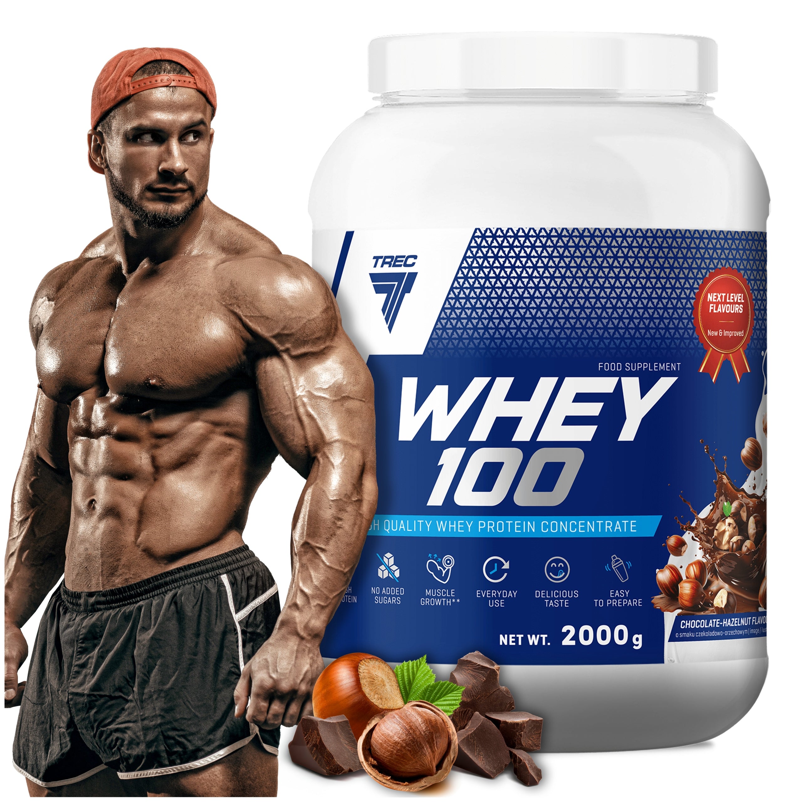 DELICIOUS PROTEIN WPC Trec Whey 100 2000g PROTEINS PER MASS FOR ACTIVE