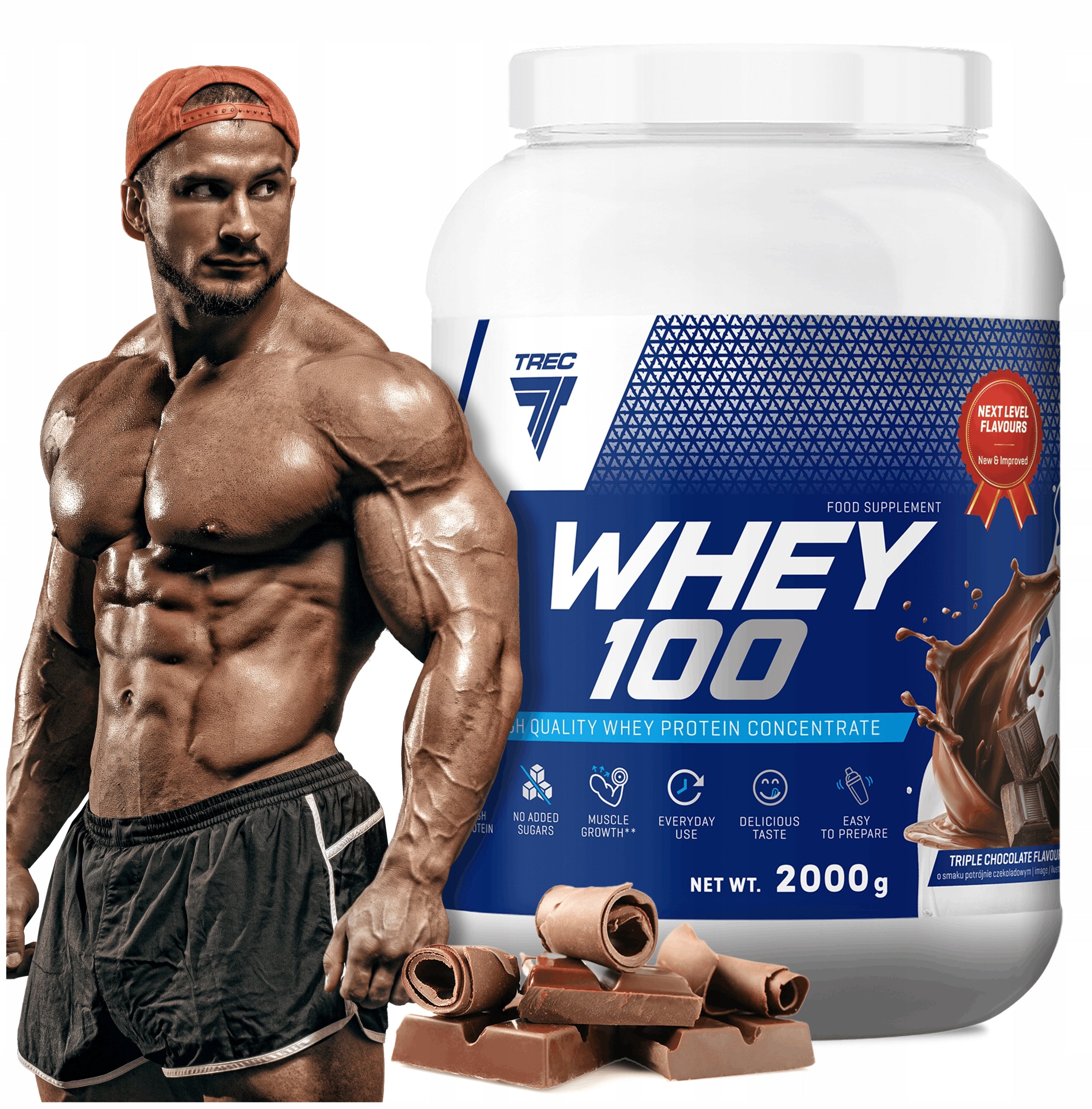 DELICIOUS PROTEIN WPC Trec Whey 100 2000g PROTEINS PER MASS FOR ACTIVE